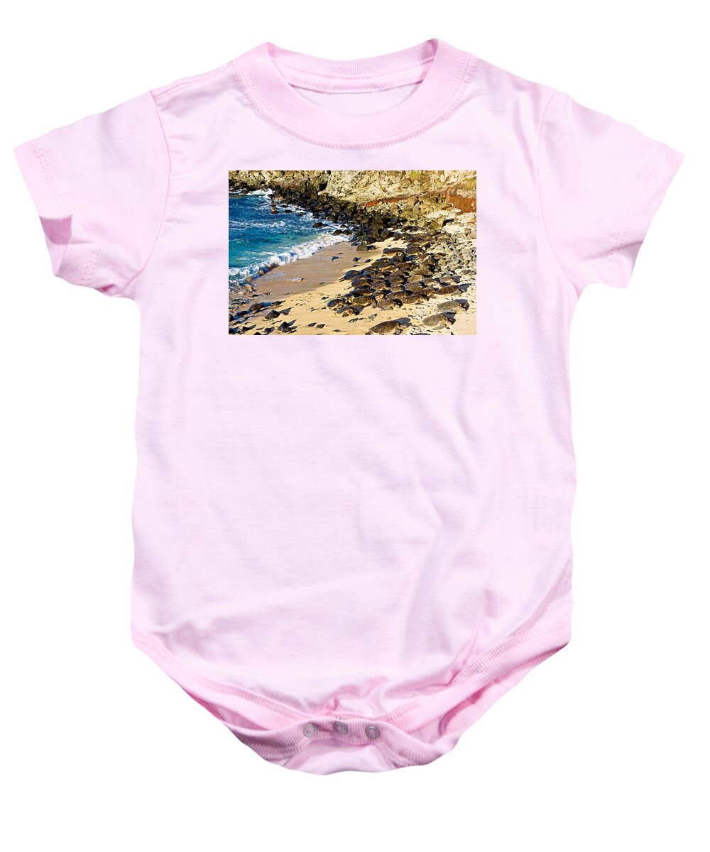 Ho Okipa Baby Onesie featuring the photograph Graduated Boulders by Robert Meyers-Lussier