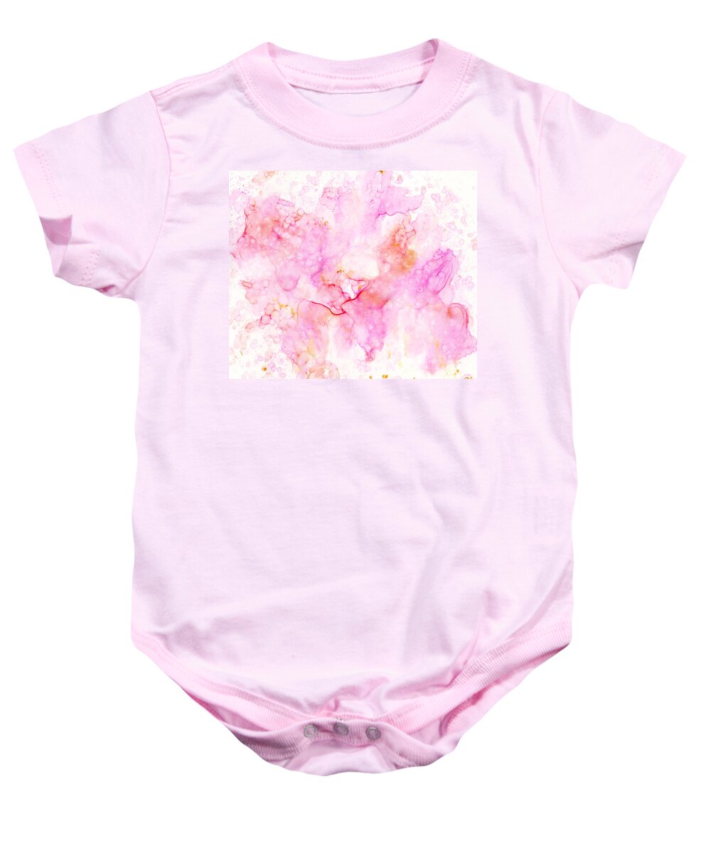 Pink Baby Onesie featuring the painting Abstract 36 by Lucie Dumas