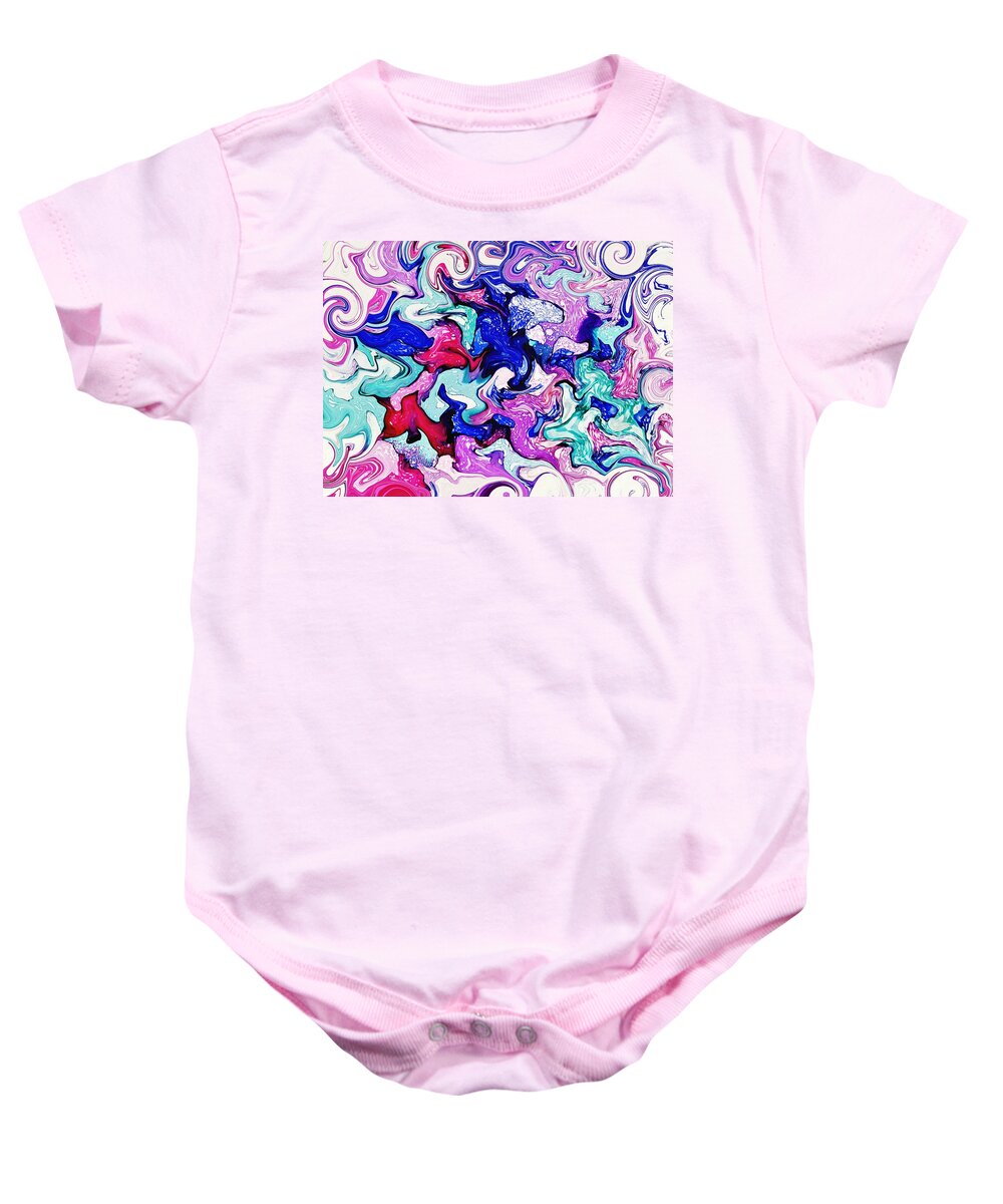 Abstract Baby Onesie featuring the mixed media Abstract 40 by Lucie Dumas