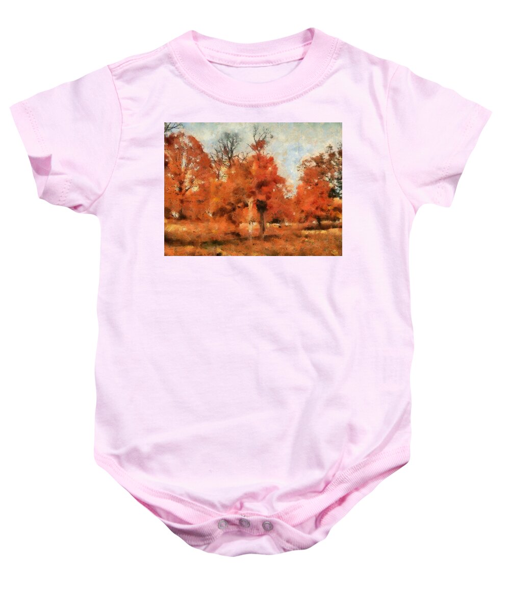 Fall Baby Onesie featuring the mixed media Afternoon in the Cemetery I by Christopher Reed