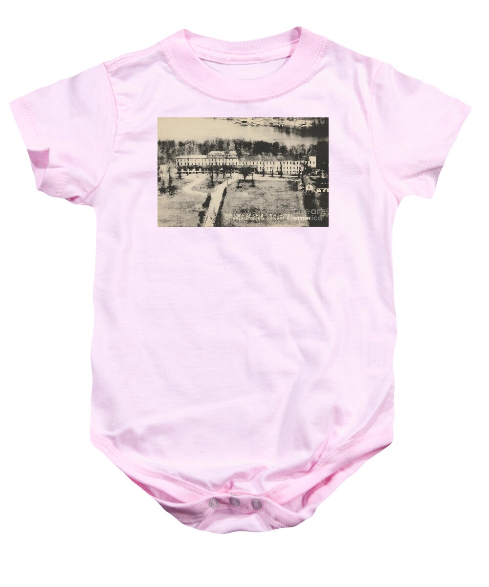 Lake Baby Onesie featuring the photograph Air View of Lake View Hotel on Lake Hopatcong by Mark Miller