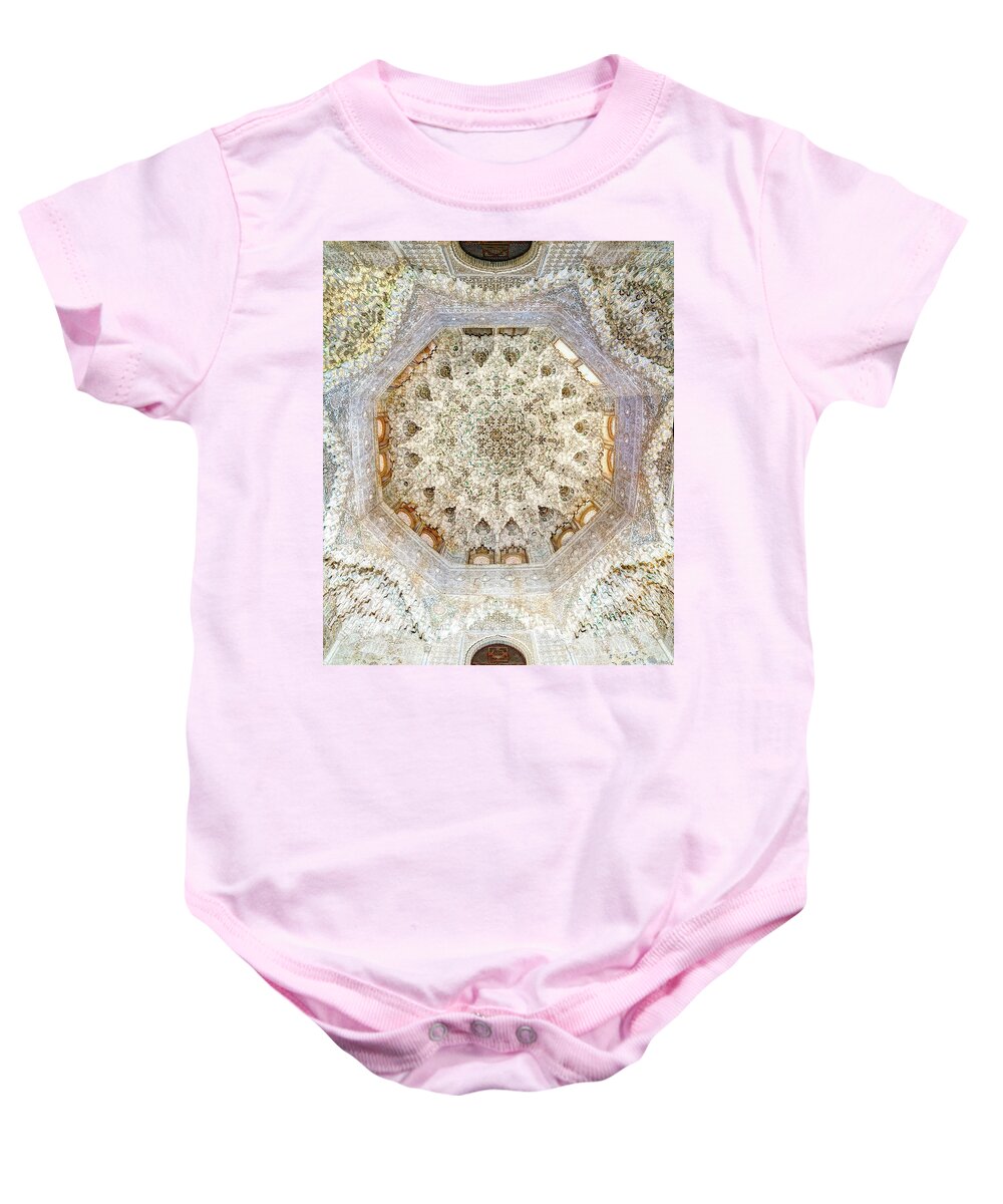 Alhambra Hall Of The Two Sisters Baby Onesie featuring the photograph Alhambra Hall Two Sisters Dome by Weston Westmoreland