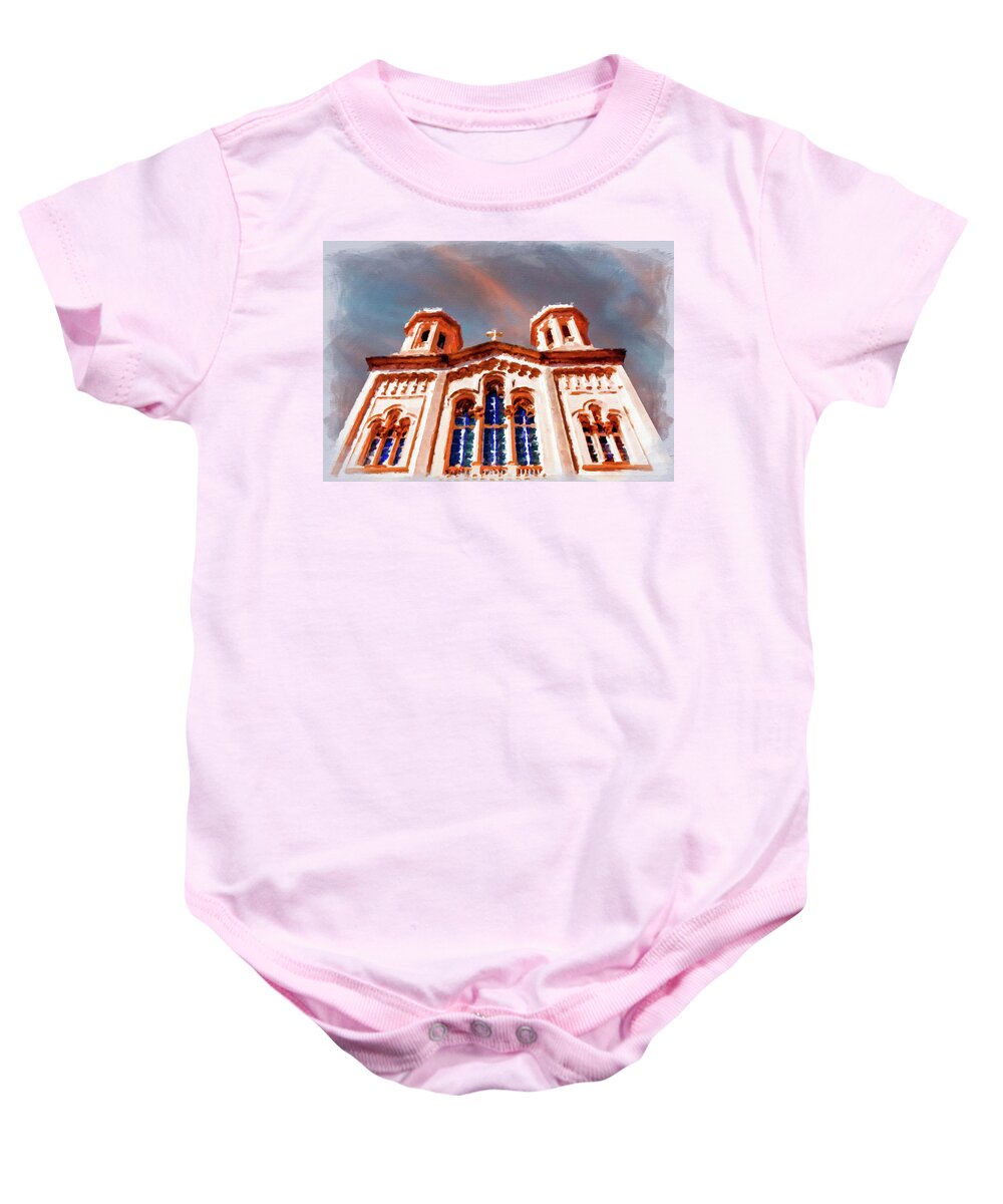 Ancient Baby Onesie featuring the photograph Ancient Church in Old Dubrovnik by Darryl Brooks