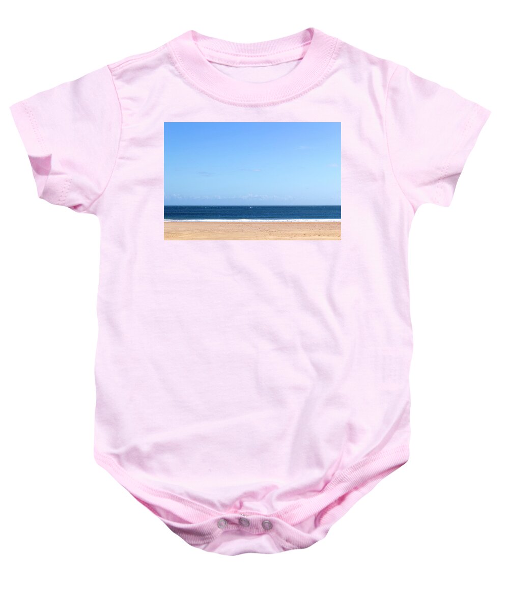 Bosherston Baby Onesie featuring the photograph Blue horizon by Seeables Visual Arts