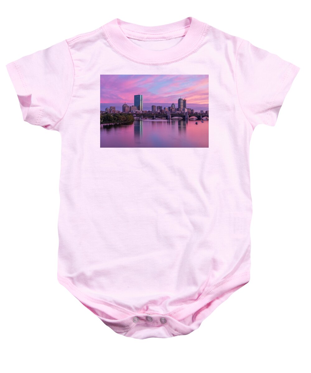 Boston Baby Onesie featuring the photograph Boston Sunset by Rob Davies