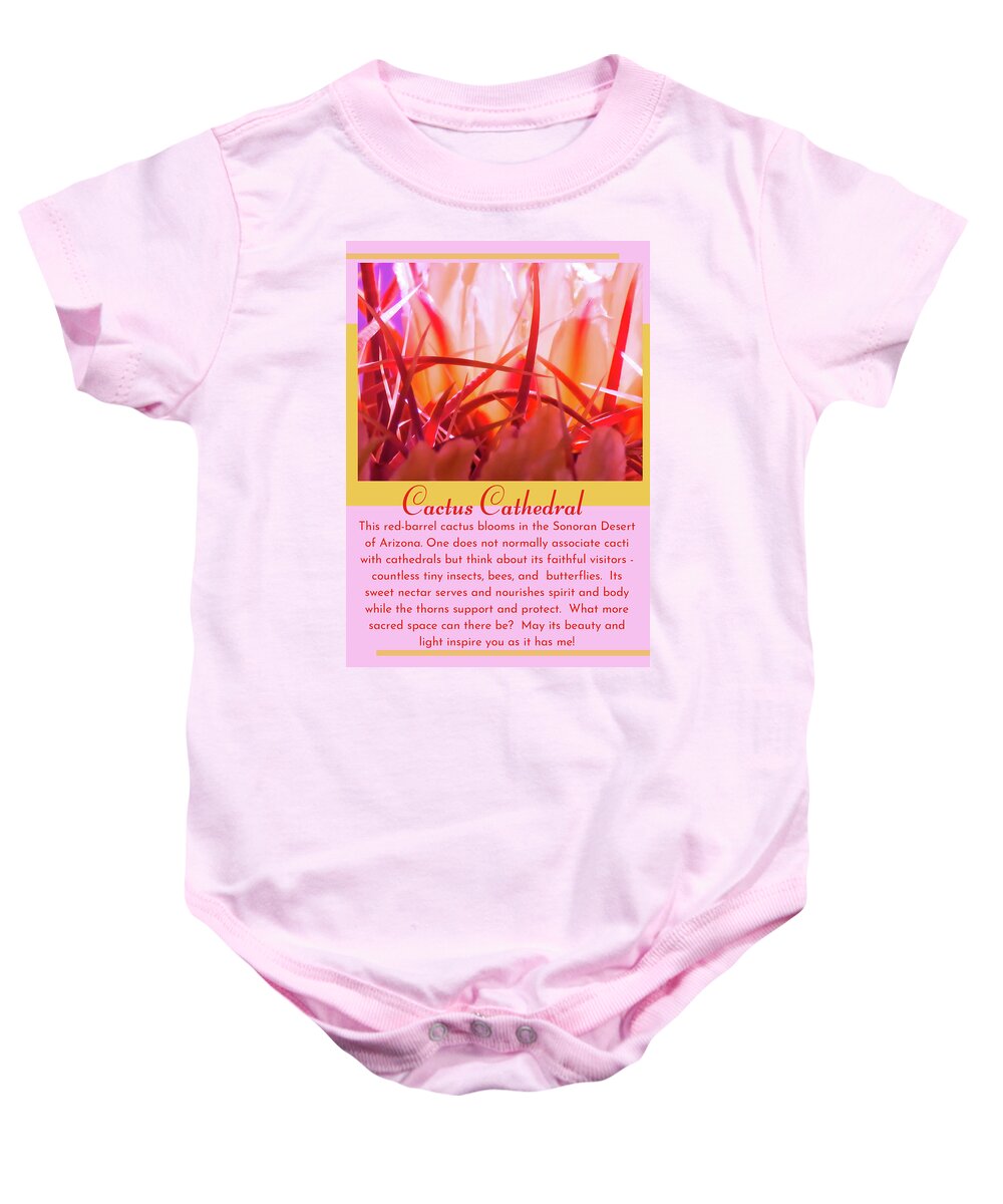 Waywardmuse Baby Onesie featuring the photograph CACTUS CATHEDRAL with text by Judy Kennedy