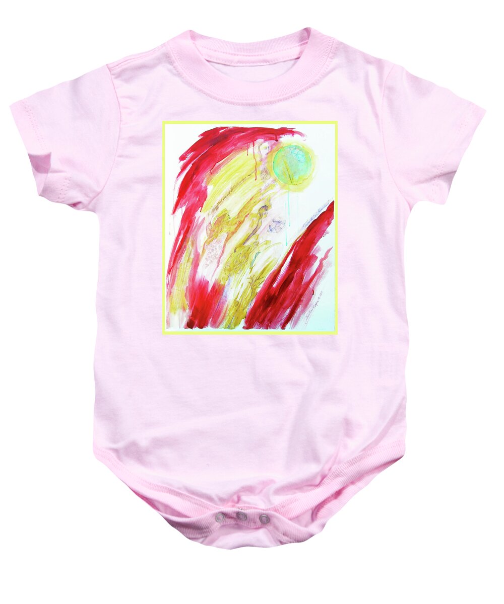 Calling Back Myself Baby Onesie featuring the painting Calling Back Myself by Feather Redfox