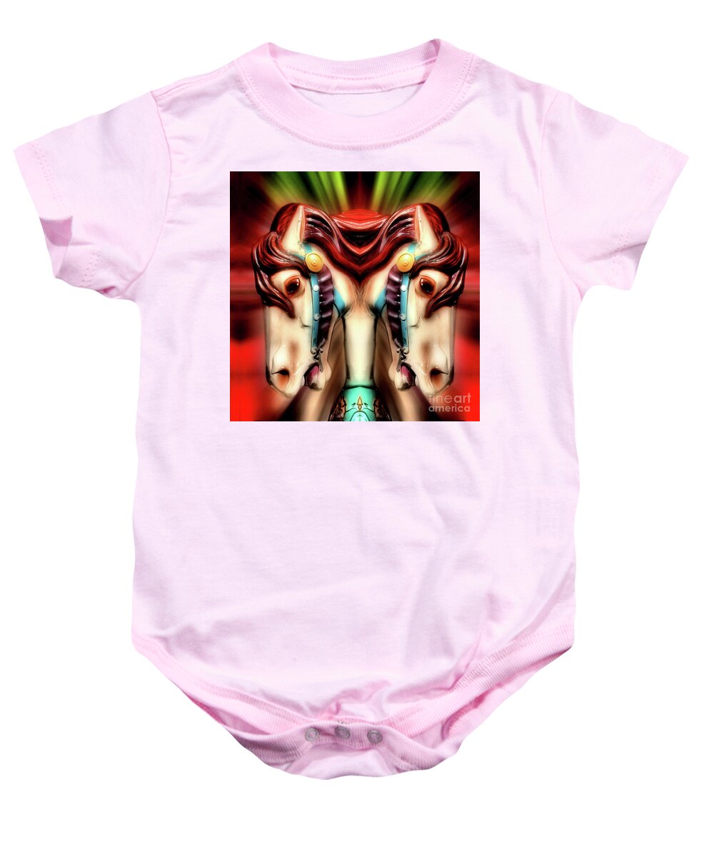 Carousel Horse Baby Onesie featuring the photograph Carousel Horse Abstract by Smilin Eyes Treasures