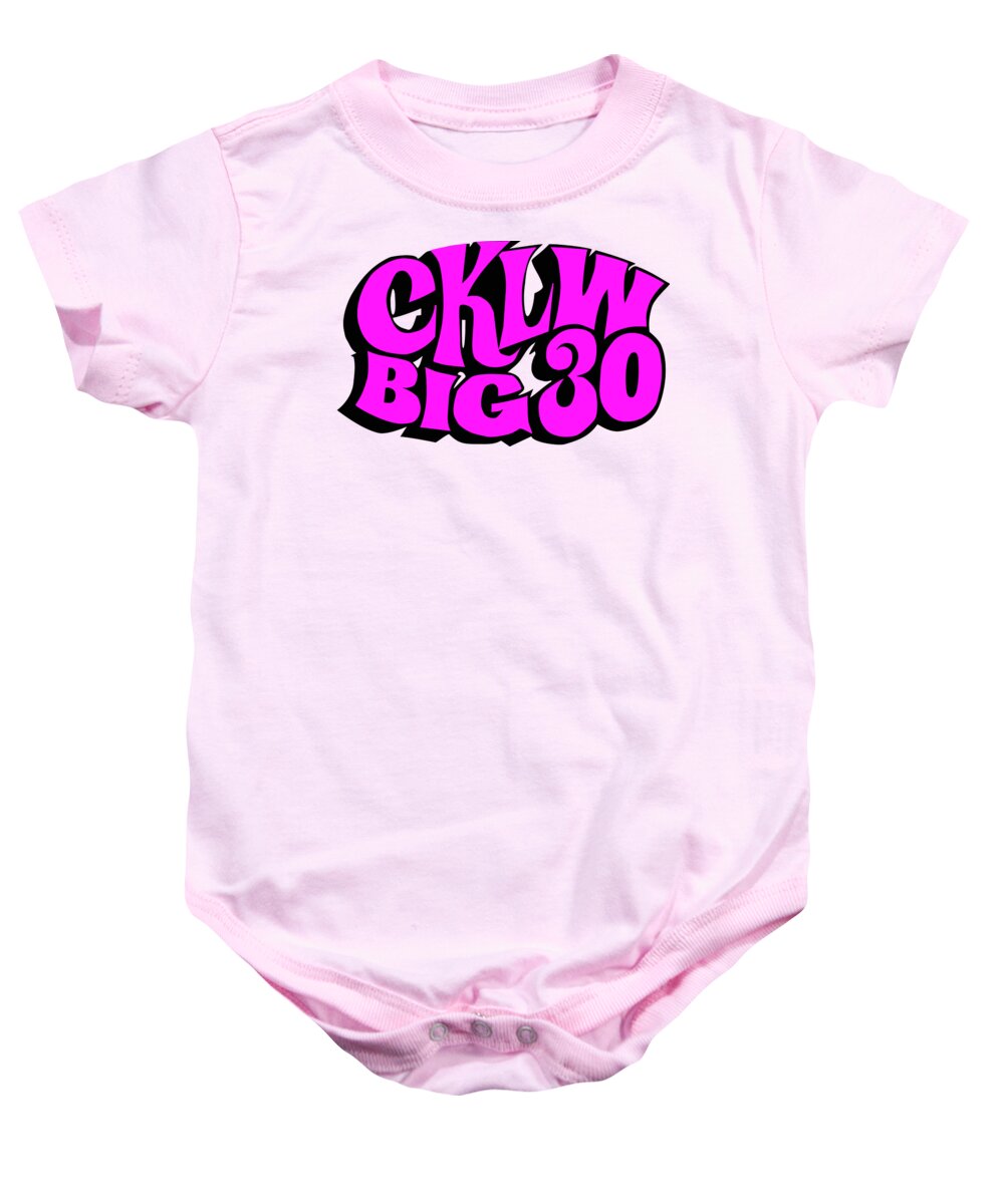 Cklw Radio Logo Big30 Big8 Motown Classic Rock Baby Onesie featuring the digital art CKLW Big 30 - Pink by Thomas Leparskas