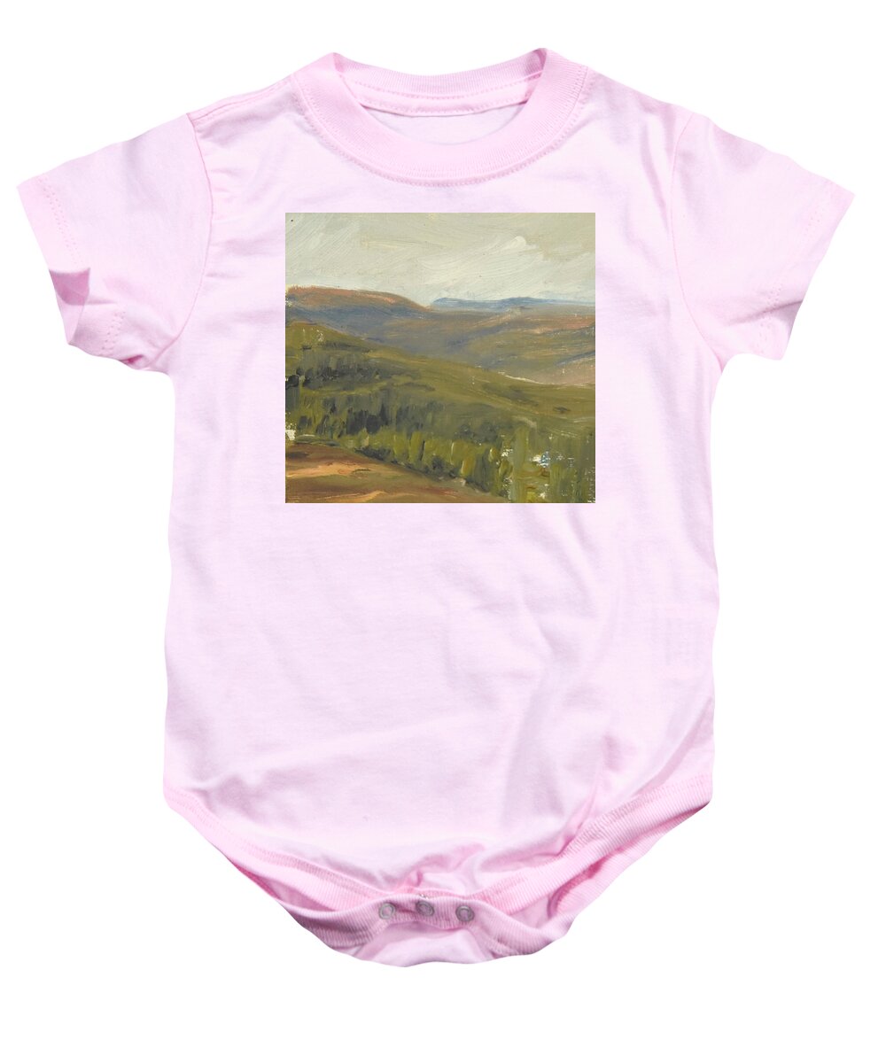 Landscape Baby Onesie featuring the painting dagrar over salenfjallen- Shifting daylight over mountain ridges, 1 of 12_1244_ljusad_1,1MBb_85x90cm by Marica Ohlsson