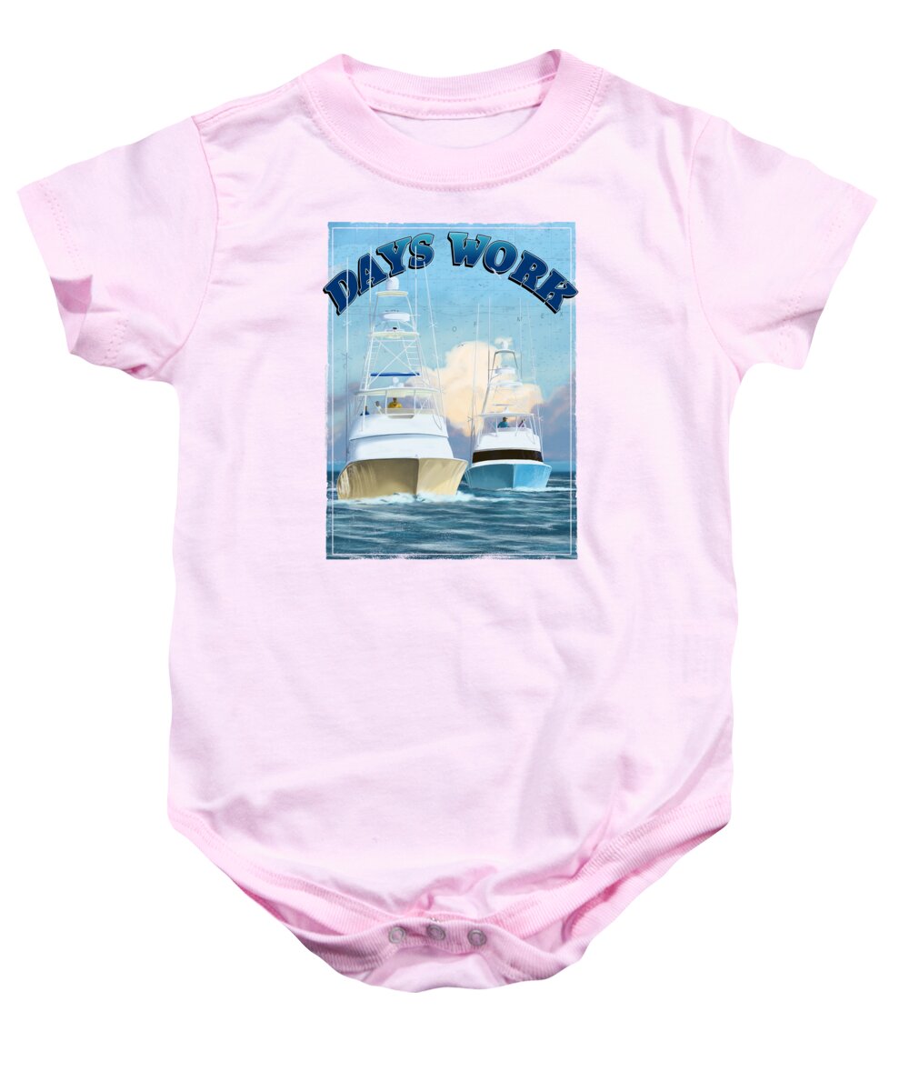 Offshore Boats Baby Onesie featuring the digital art Days Work by Kevin Putman