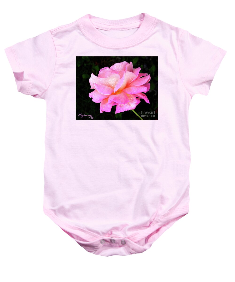 Flora Baby Onesie featuring the photograph Dewdrops on Roses... by Mariarosa Rockefeller
