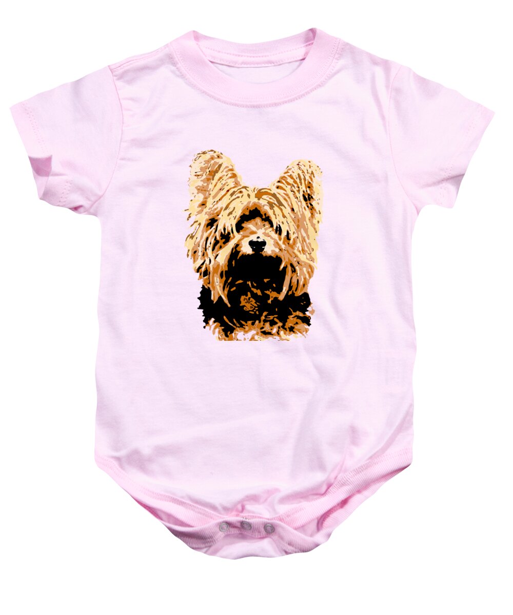 Dog Baby Onesie featuring the digital art Dog 147 Yorkshire by Lucie Dumas