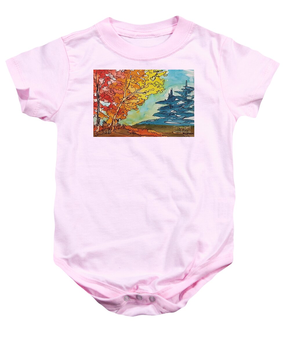 Fall Baby Onesie featuring the painting Fall Colors by Petra Burgmann