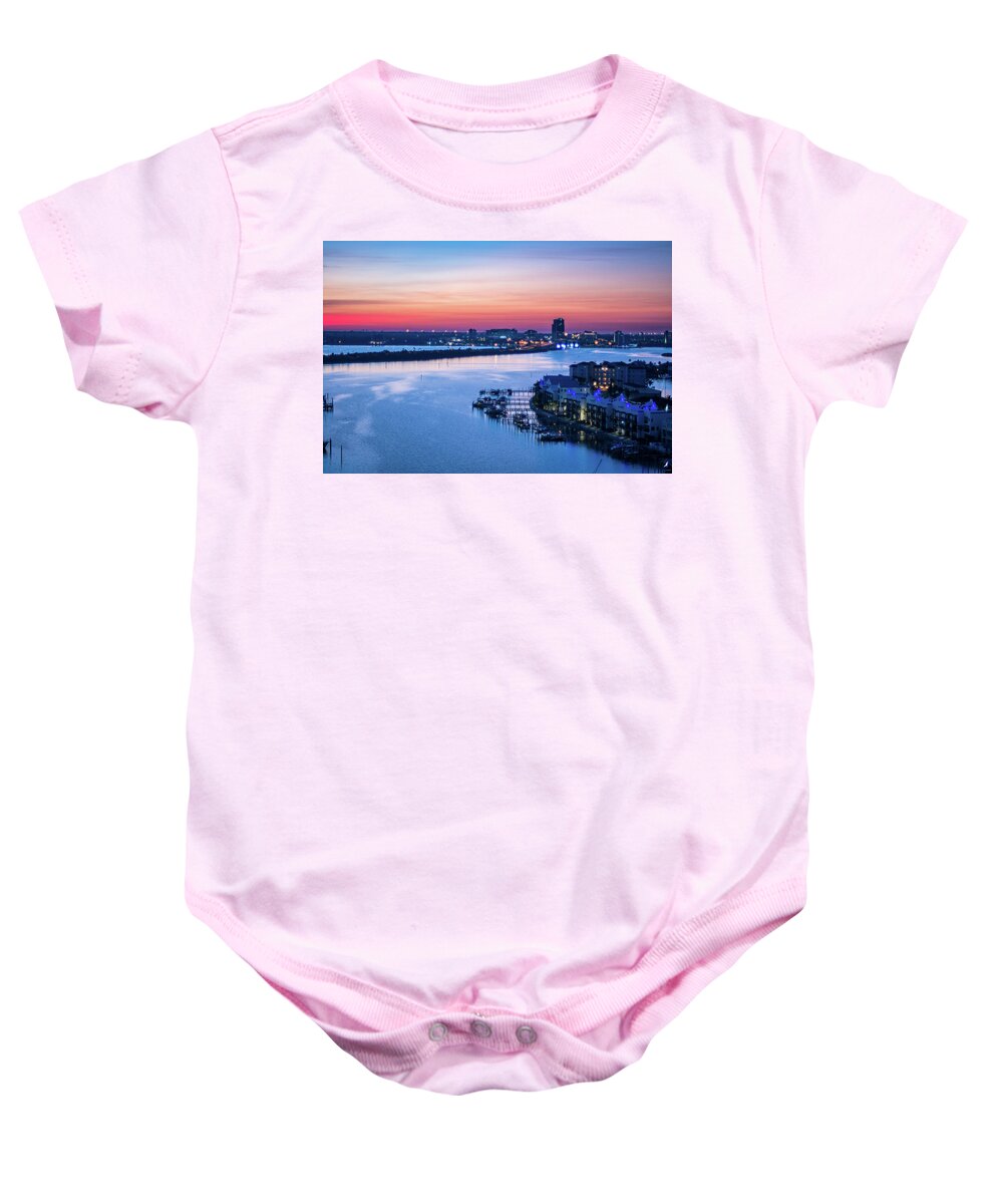 Florida Baby Onesie featuring the photograph Firstlight Over Clearwater by Jeff Phillippi