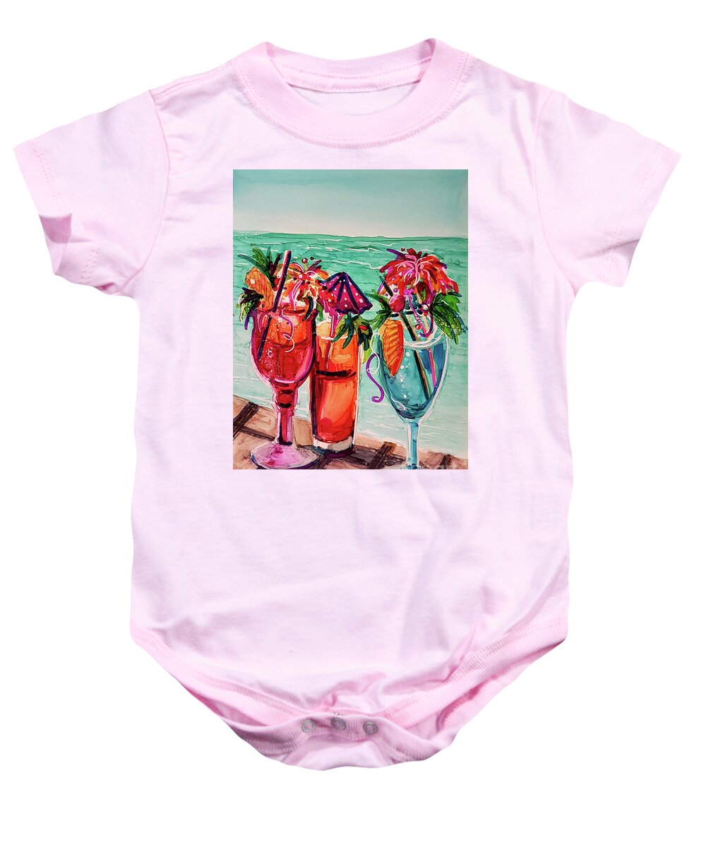 Alcohol Ink Baby Onesie featuring the mixed media Gal's Afternoon Out by Francine Dufour Jones