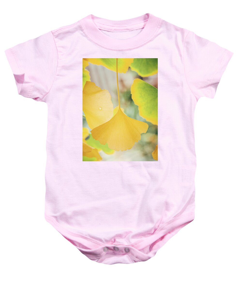 Ginkgo Baby Onesie featuring the photograph Ginkgo Symbol by Philippe Sainte-Laudy