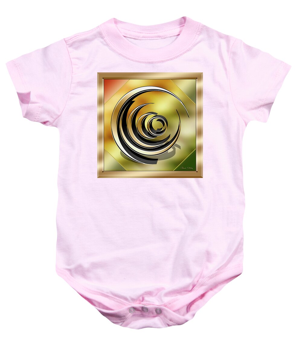 Staley Baby Onesie featuring the digital art Golden Spiral Frame 3 3D by Chuck Staley