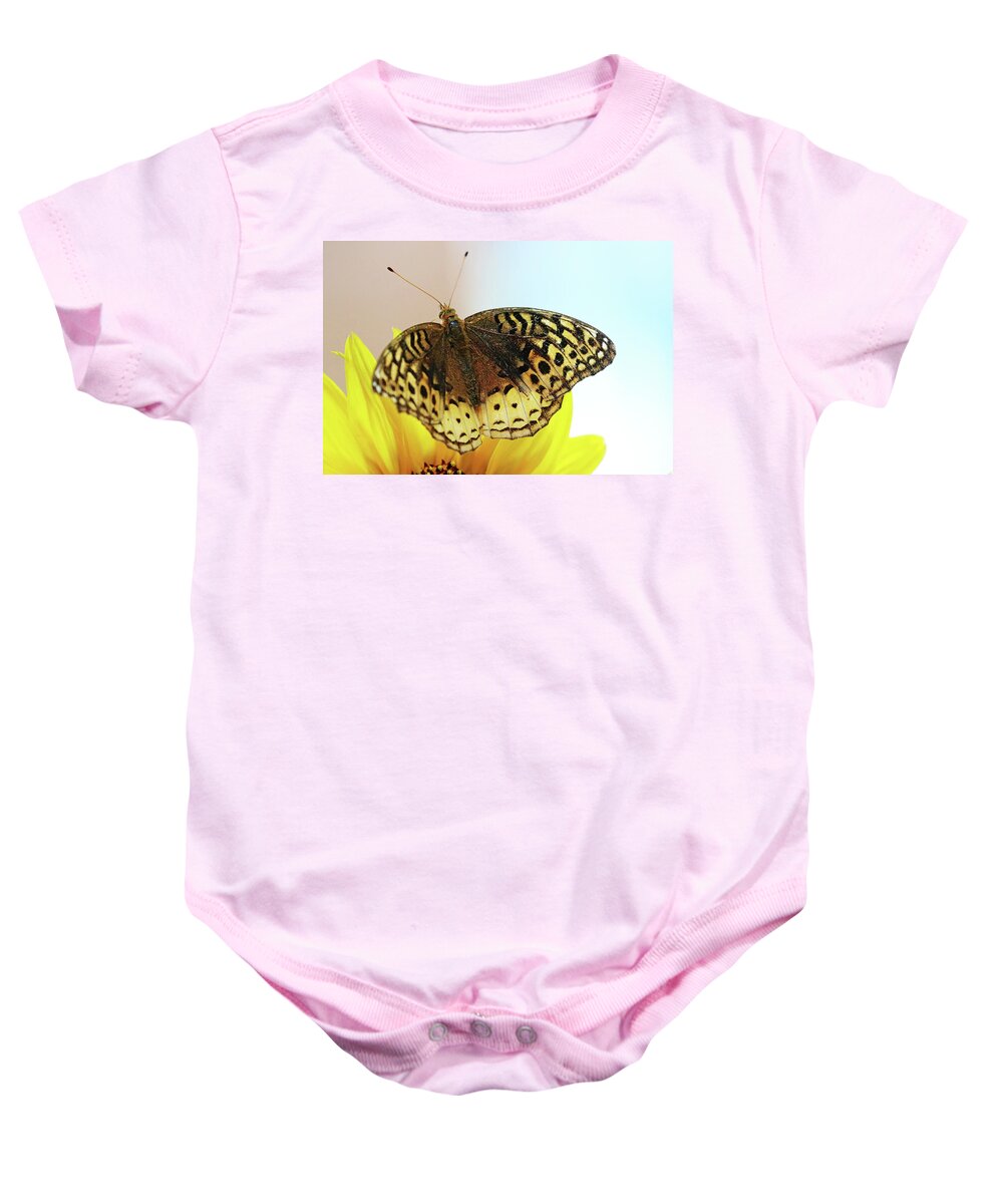 Butterfly Baby Onesie featuring the photograph Great Spangled Fritillary Butterfly by Debbie Oppermann