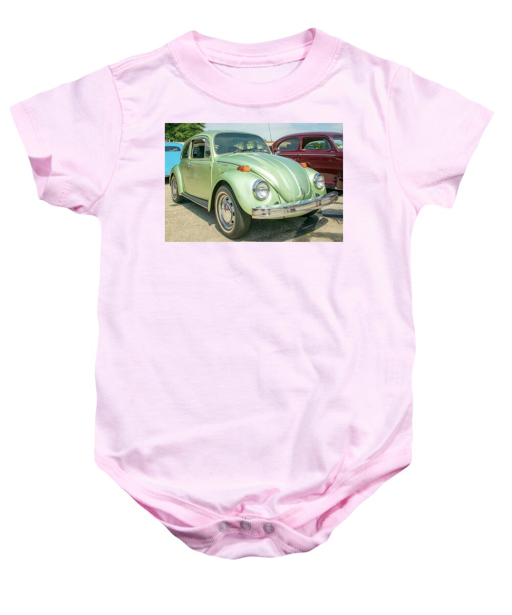 Volkswagon Baby Onesie featuring the photograph Green VW Bug by John Kirkland