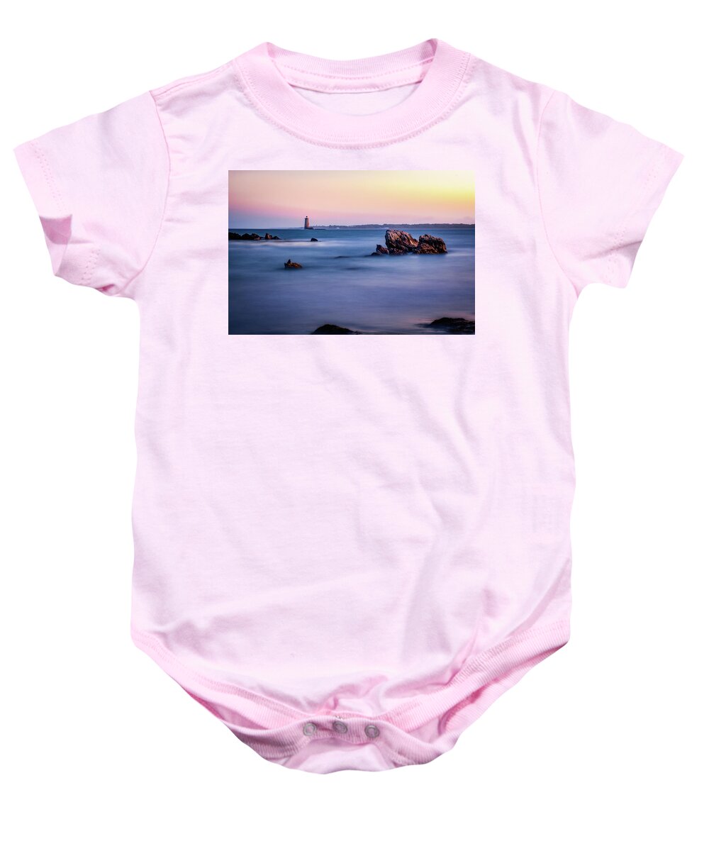 Blue Hour Baby Onesie featuring the photograph Harbor Light by Jeff Sinon