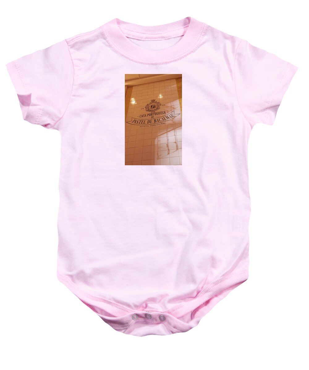 Café Baby Onesie featuring the photograph Inside Bacalhau Cafe in Lisbon by Pema Hou