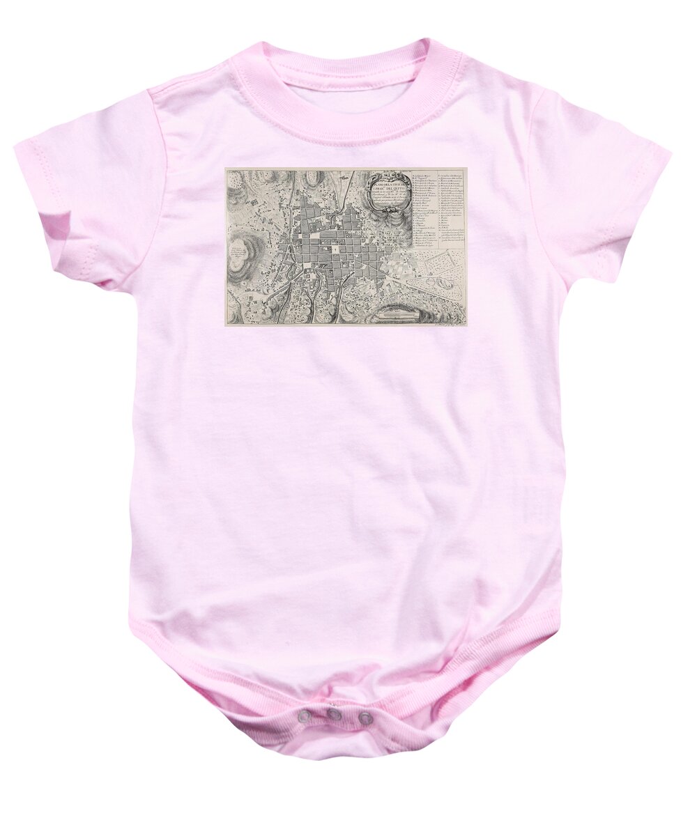 18th Century Baby Onesie featuring the drawing Map Of San Francisco De Quito-travel By Jorge Juan And Antonio Ulloa. by Album