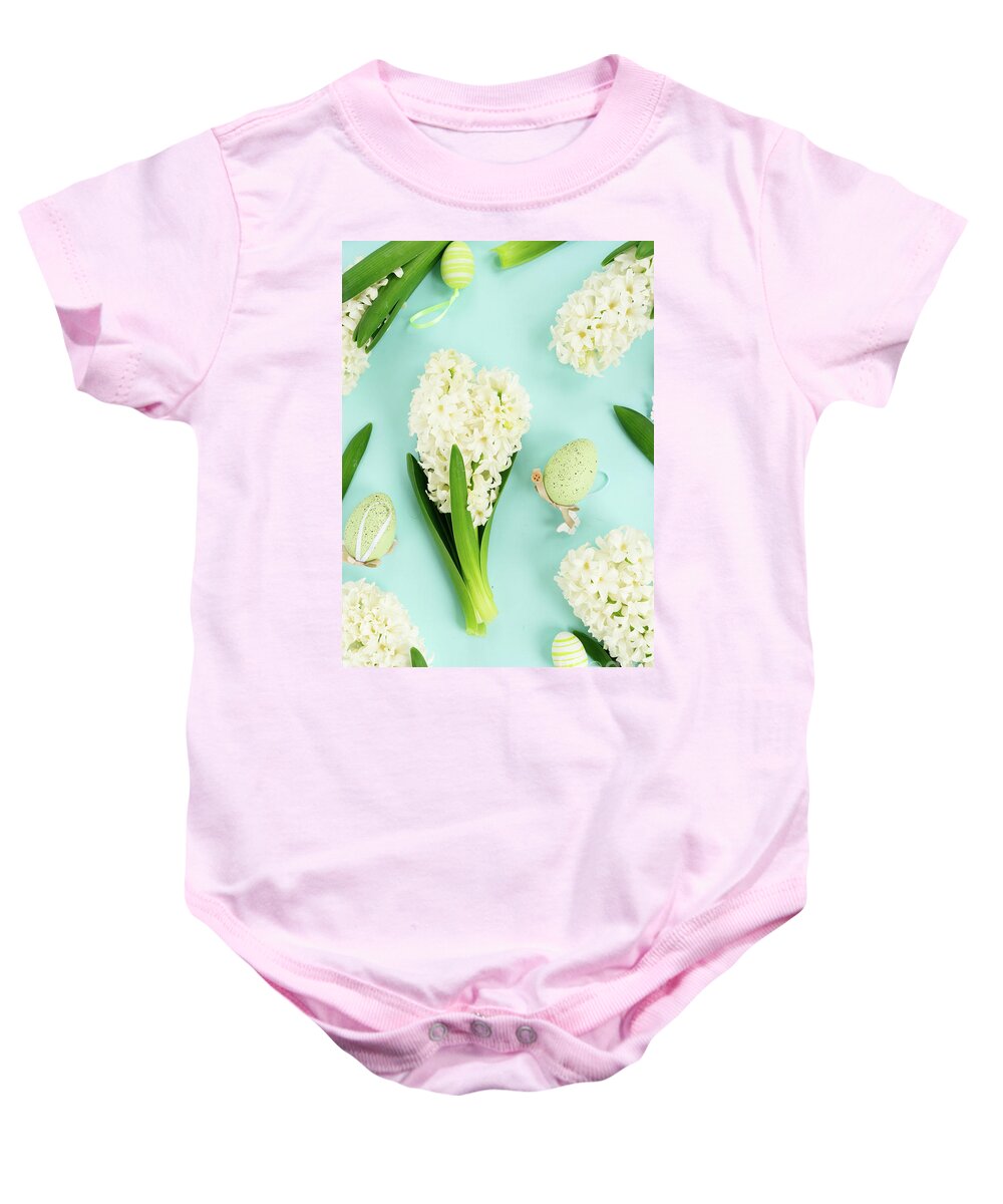 Easter Baby Onesie featuring the photograph Easter Hyacinth by Anastasy Yarmolovich