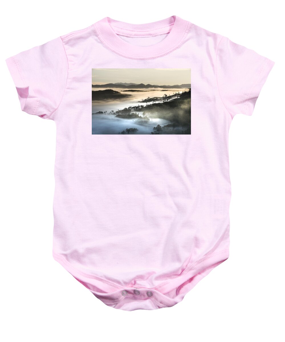 Landscape Baby Onesie featuring the photograph Mist by Top Wallpapers
