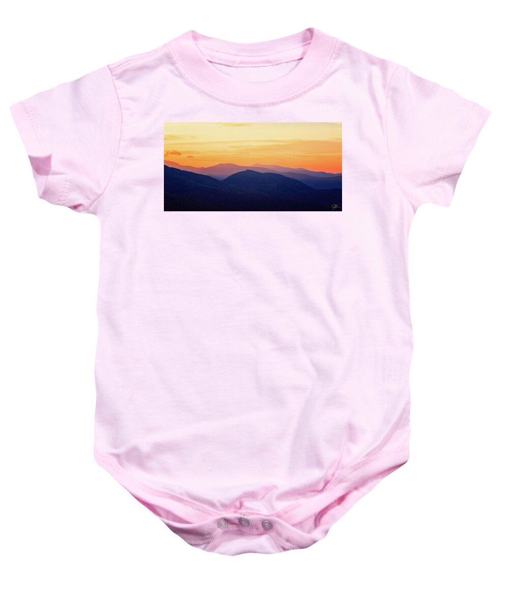 Autumn Baby Onesie featuring the photograph Mountain Light And Silhouette by Jeff Sinon