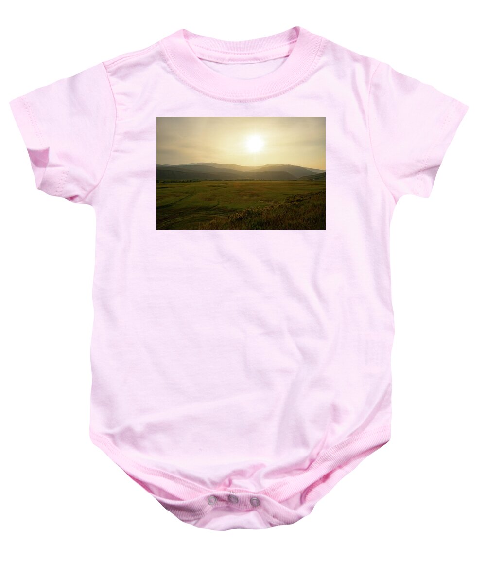 Mountain Baby Onesie featuring the photograph Mountains at Dawn by Nicole Lloyd