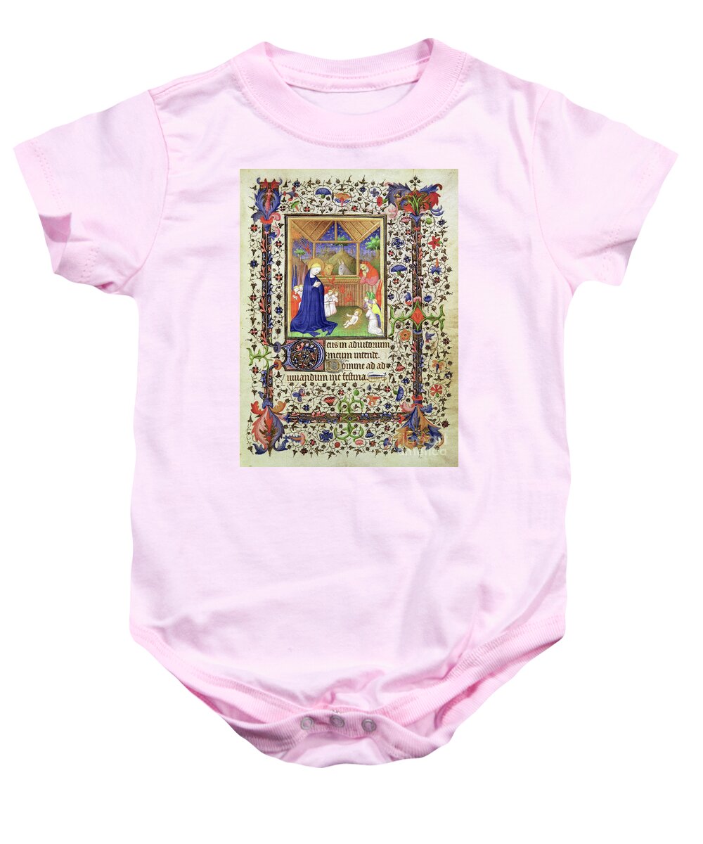 Angel Baby Onesie featuring the painting Nativity, From The Chevalier Hourse, Circa 1420 by French School