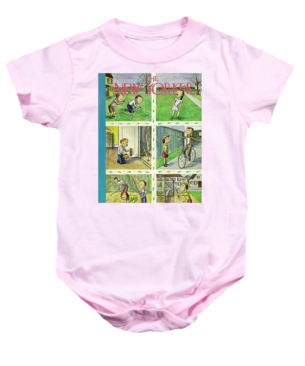 Multi Paneled Baby Onesie featuring the painting New Yorker April 25 1942 by William Steig