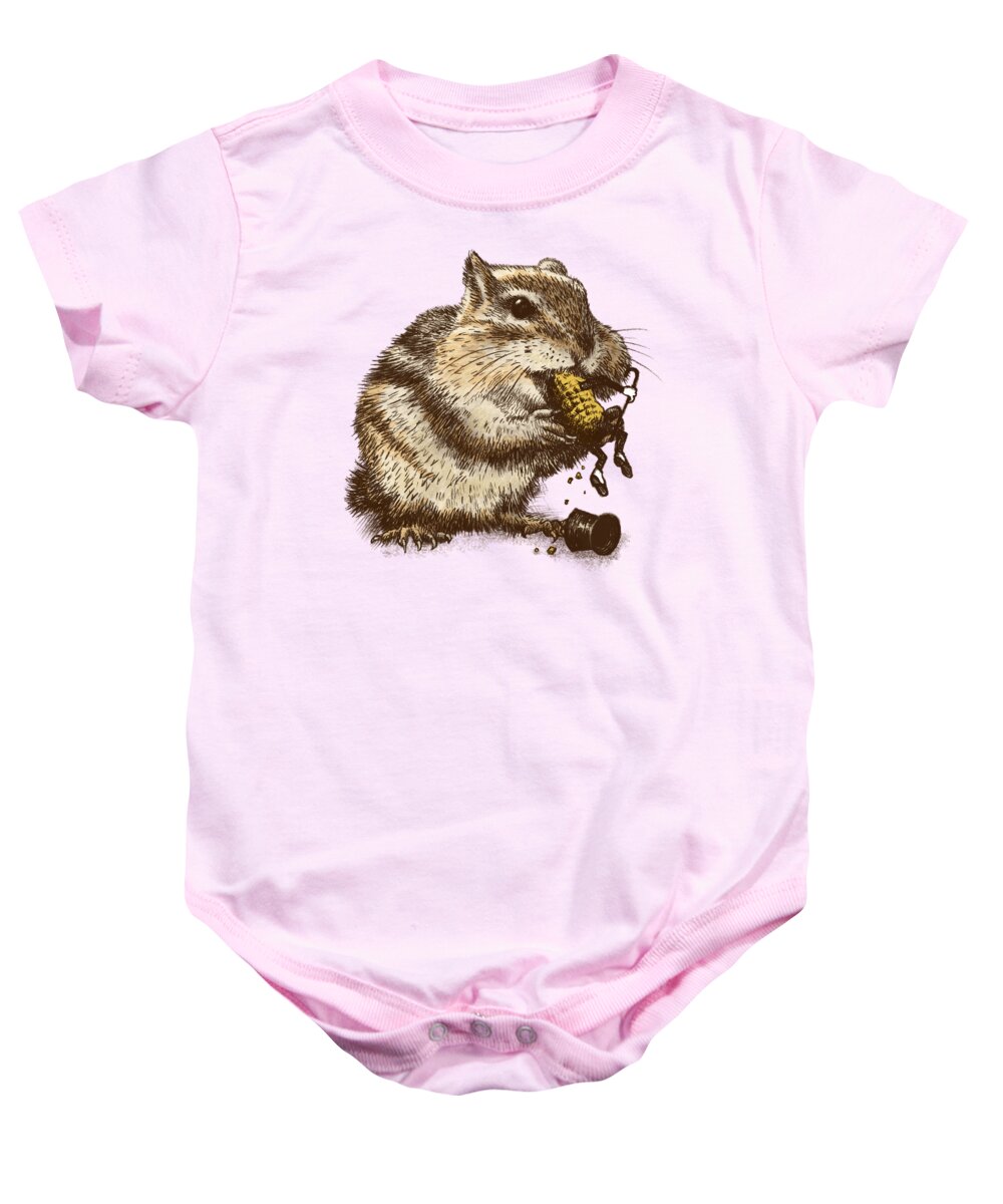 Chipmunk Baby Onesie featuring the drawing Occupational Hazard by Eric Fan