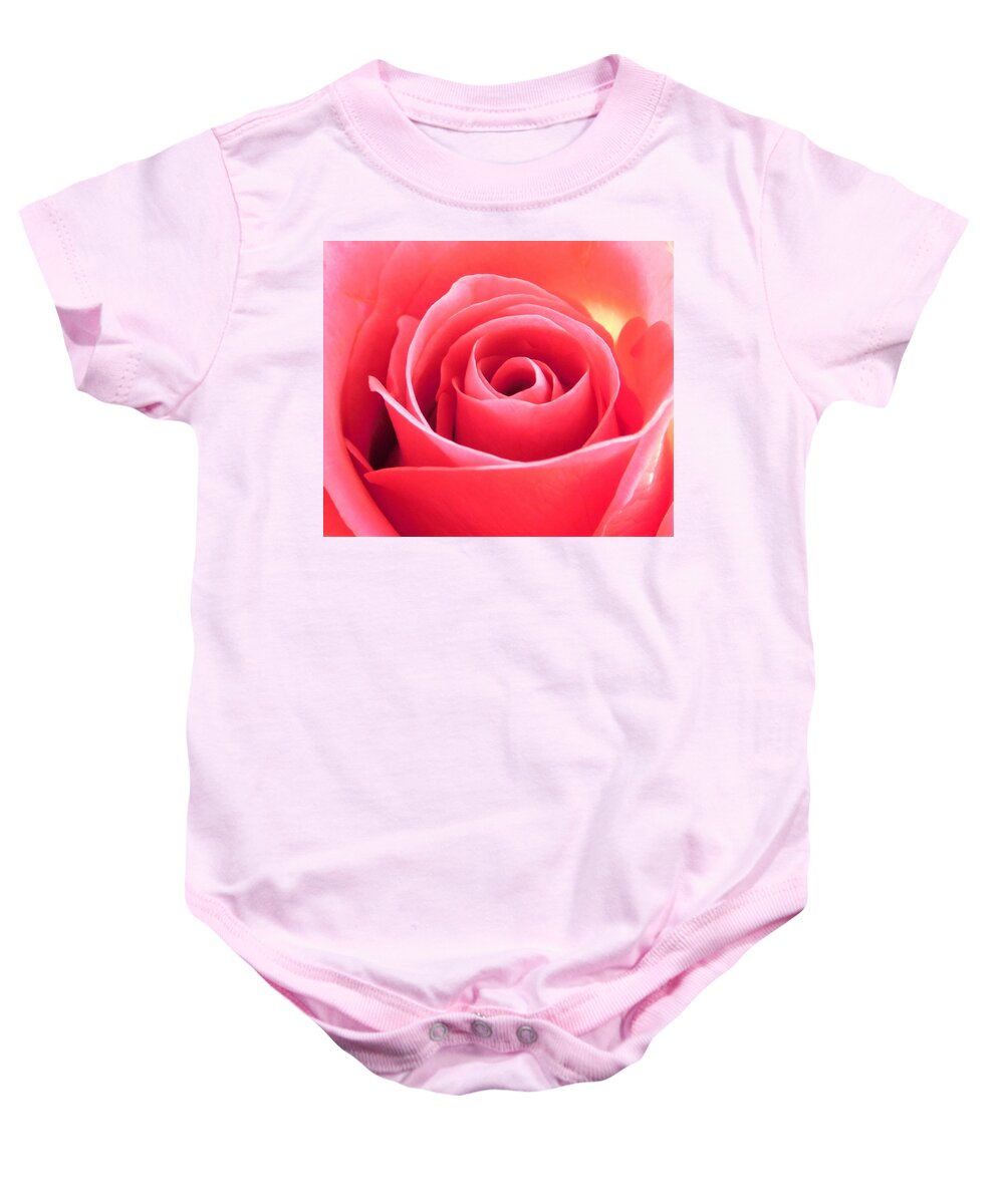 Pink Rose Baby Onesie featuring the photograph - Pink Rose by THERESA Nye