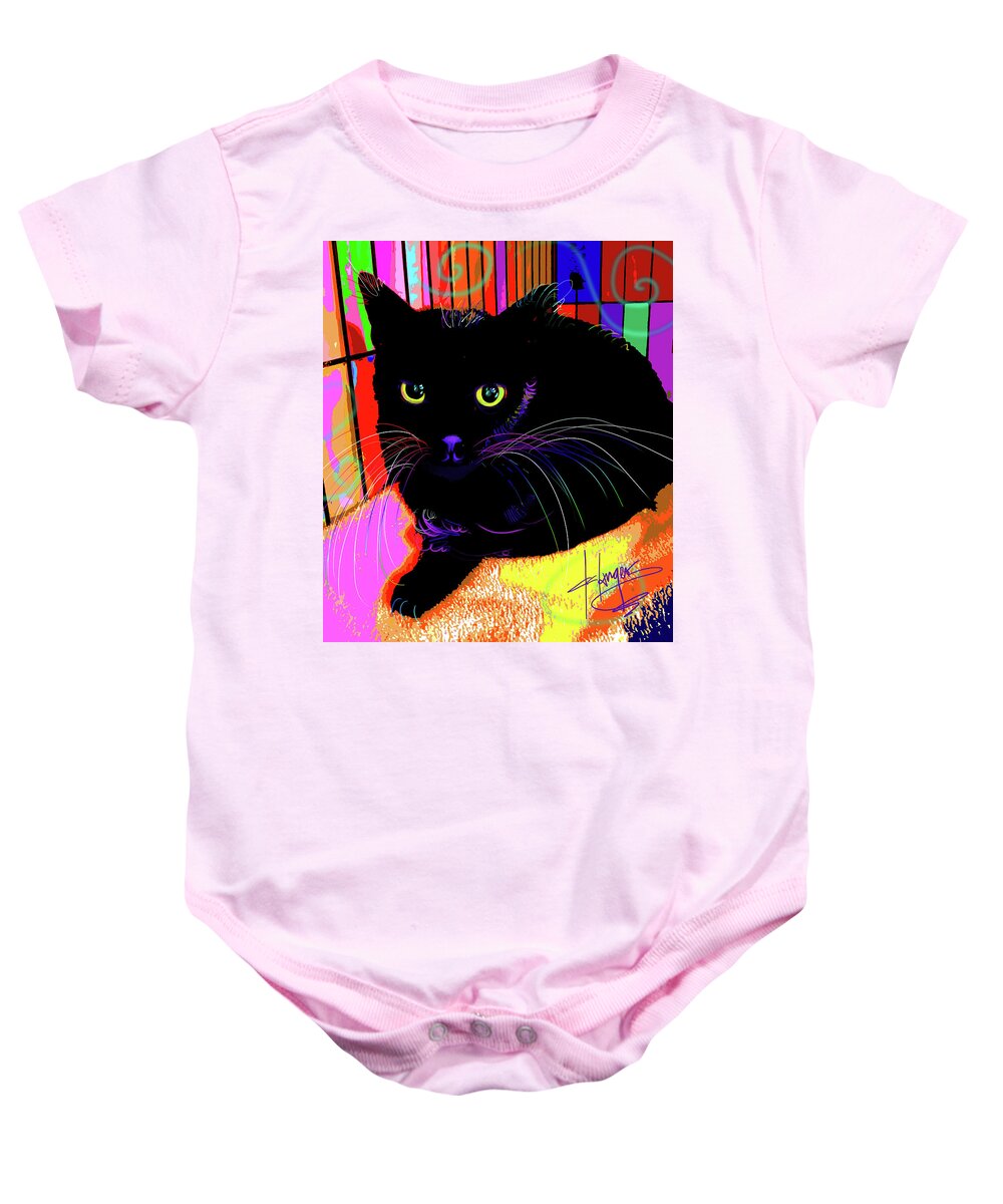 Raven Baby Onesie featuring the painting pOpCat Sweet Baby Raven by DC Langer