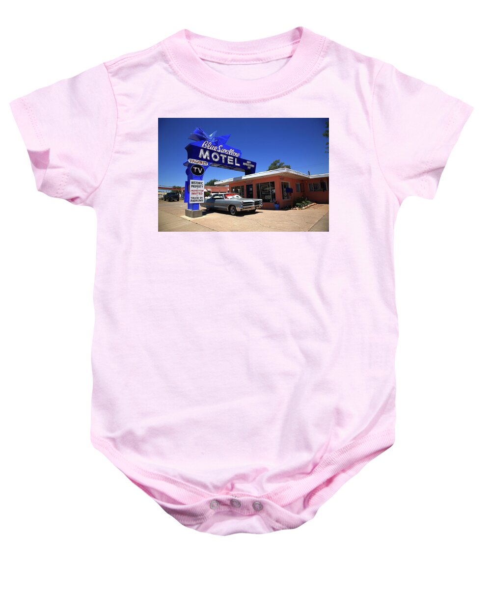 66 Baby Onesie featuring the photograph Route 66 - Blue Swallow Motel 2012 by Frank Romeo