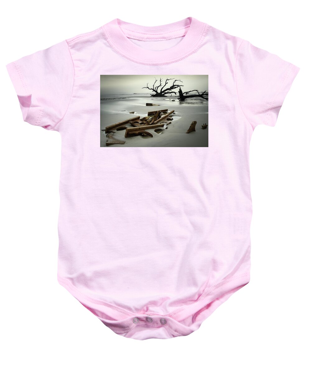 Driftwood Beach Baby Onesie featuring the photograph Ruins on Driftwood Beach by James Covello