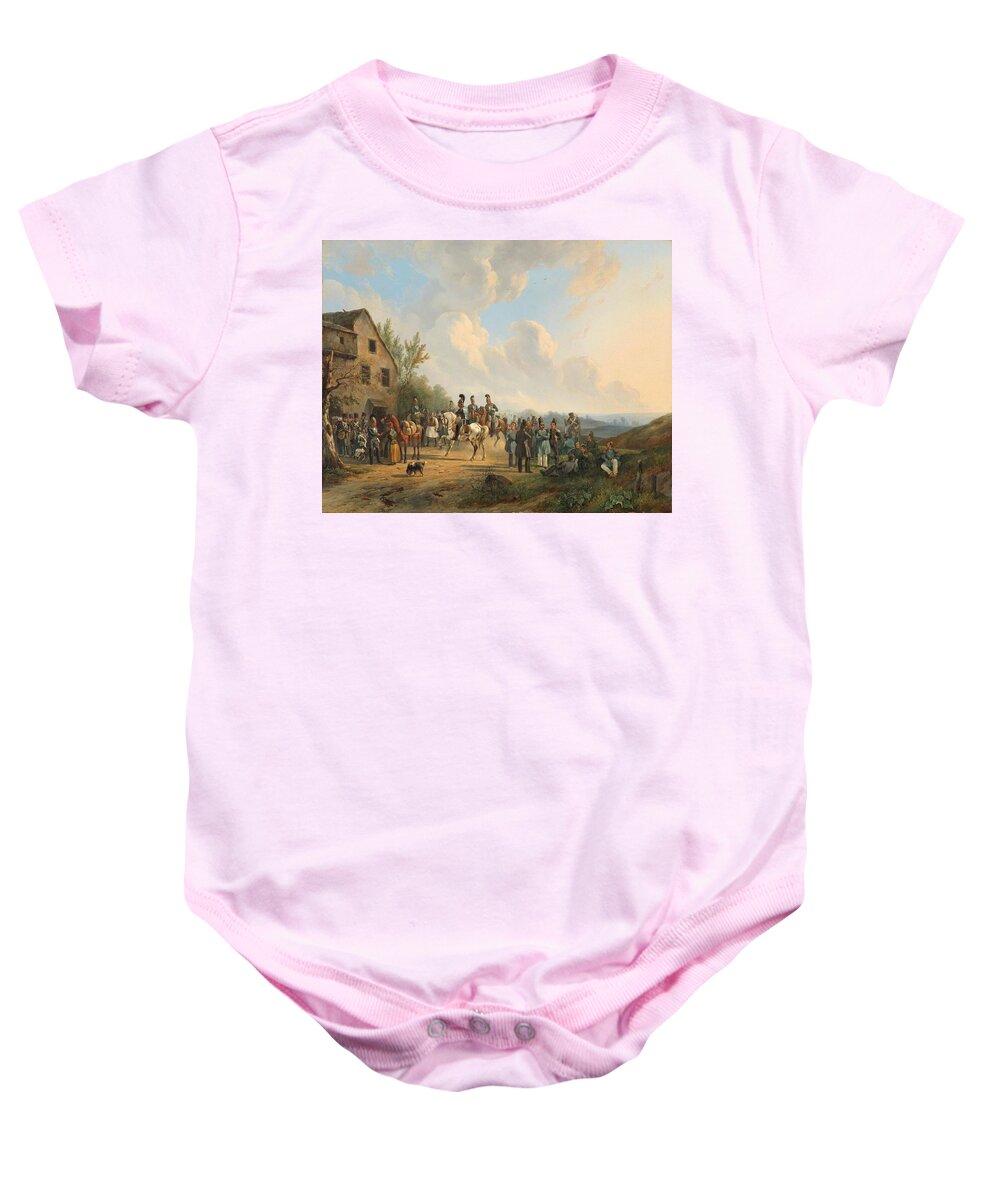 Canvas Baby Onesie featuring the painting Scene from the Ten Days' Campaign against the Belgian Revolt, August 1831. by Wouter Verschuur -1812-1874-