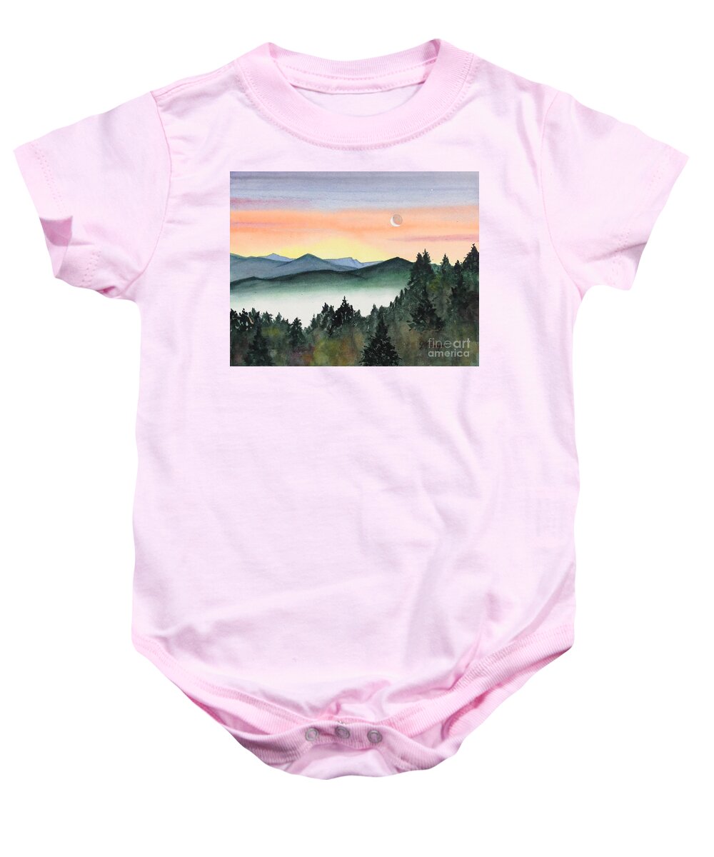Sunset Baby Onesie featuring the painting Shenandoah Sunset by Joseph Burger