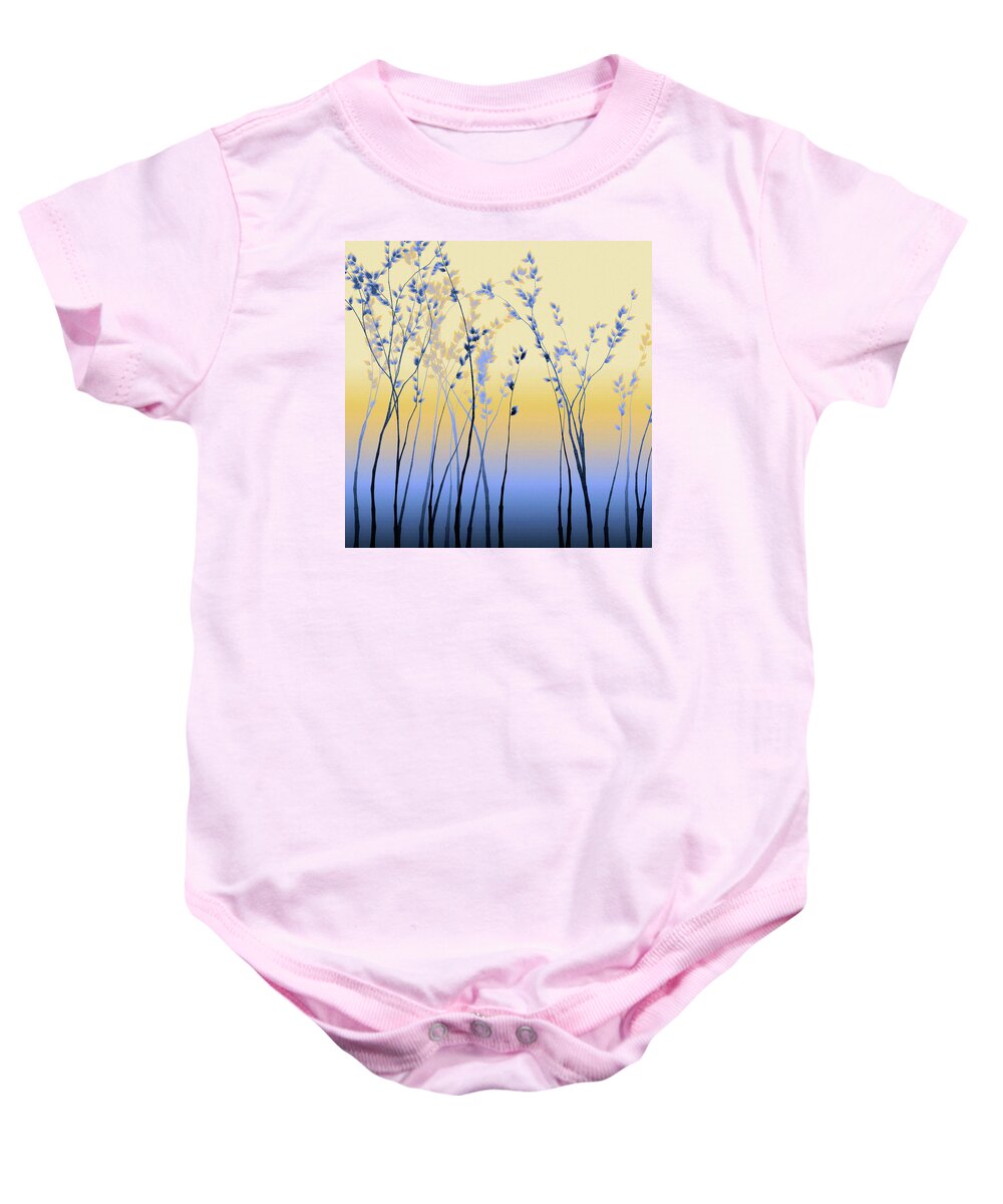 Sunny Tree Silhouette Baby Onesie featuring the digital art Spring Aspen by Susan Maxwell Schmidt