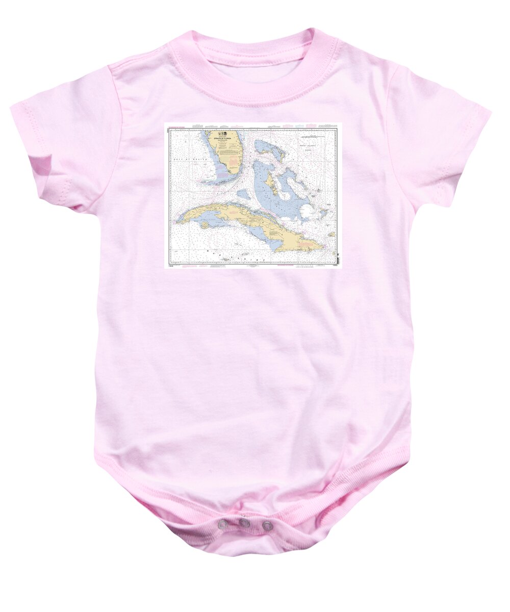 Noaa Baby Onesie featuring the digital art Straits of Florida Nautical Chart 11013 by Nautical Chartworks