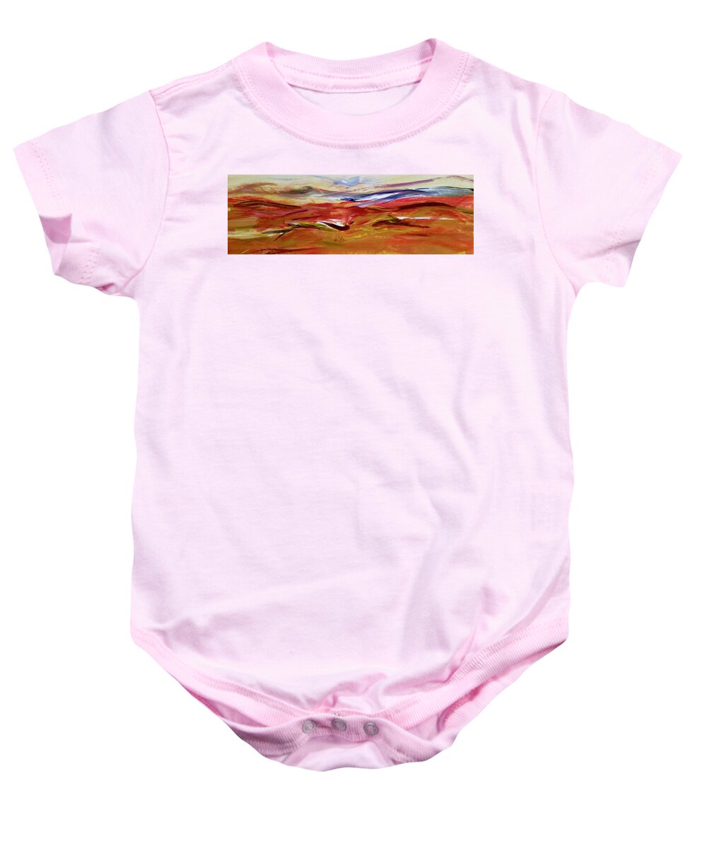 Painting Baby Onesie featuring the painting Sundown Over Red Hills by Alida M Haslett