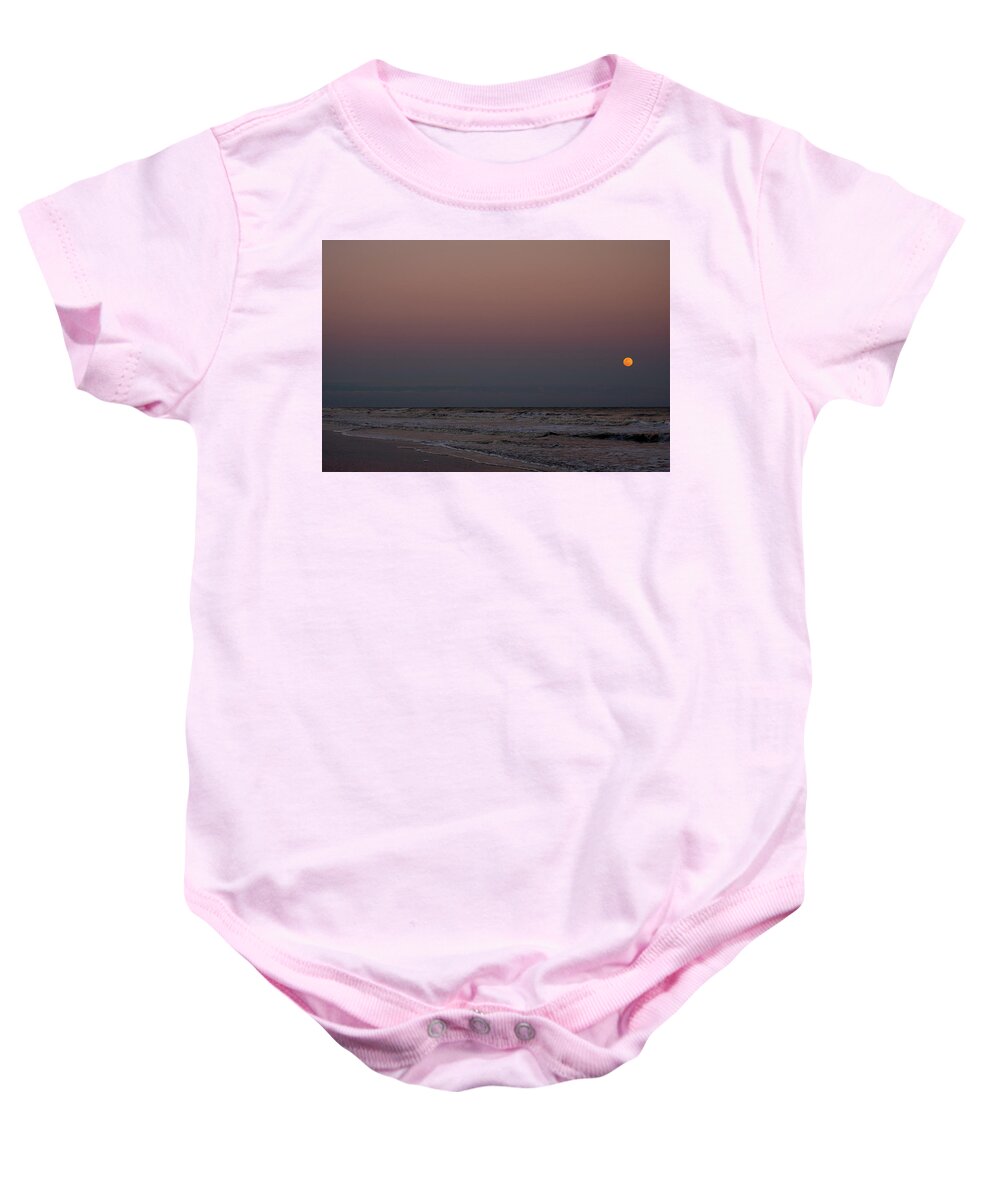 March 20 Baby Onesie featuring the photograph Super Worm Moon Over Hilton Head by Dennis Schmidt