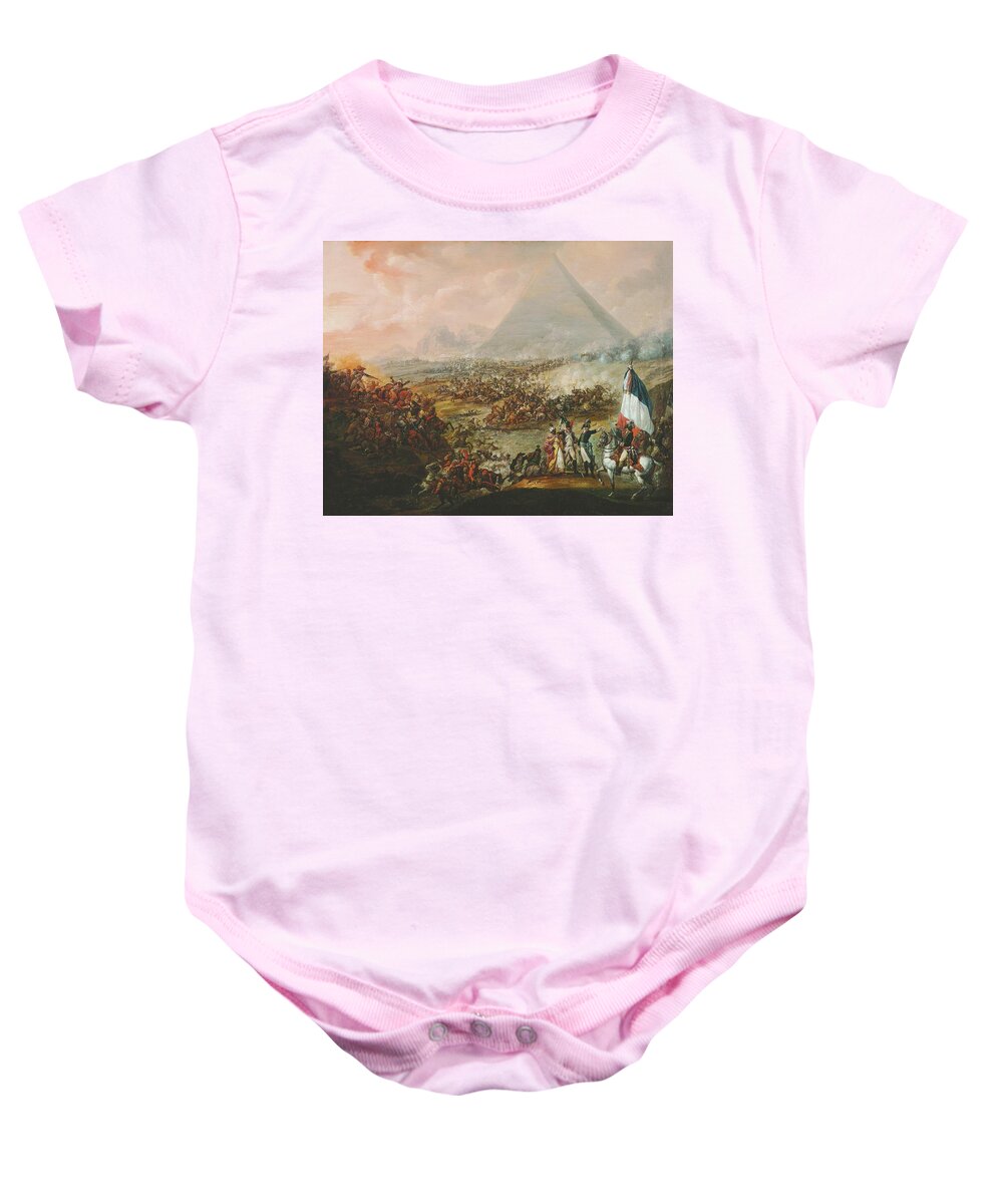 Francois-louis Watteau Baby Onesie featuring the painting The Battle of the Pyramids, July 21,1798. by Francois-louis Watteau
