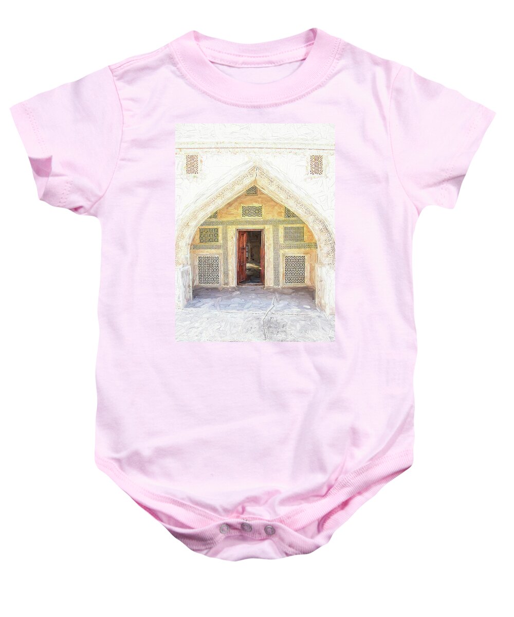 Architecture Baby Onesie featuring the photograph The light within, impasto by Gaye Bentham