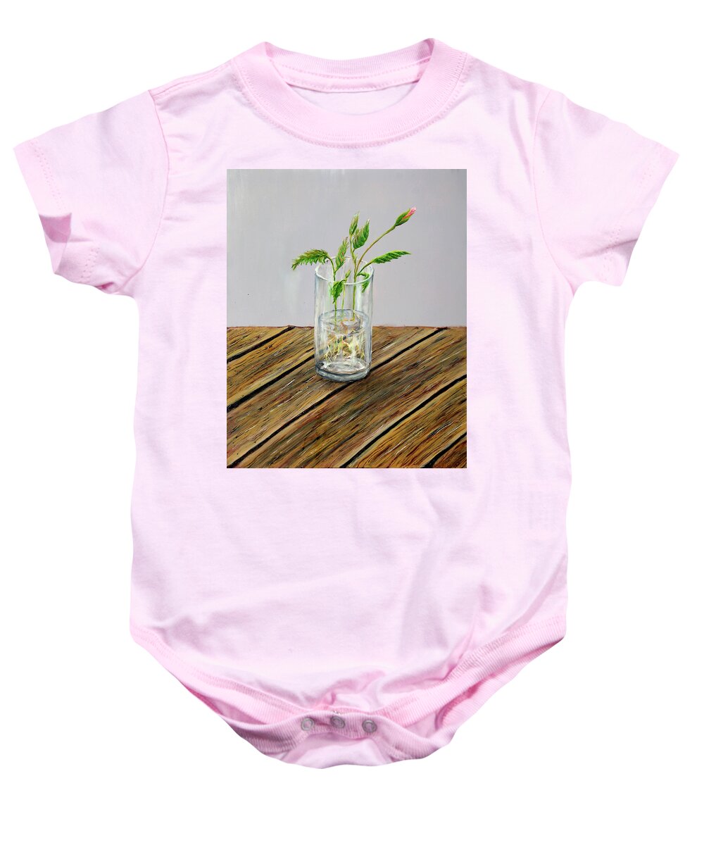 Flower Baby Onesie featuring the painting The New Beginning by Medea Ioseliani