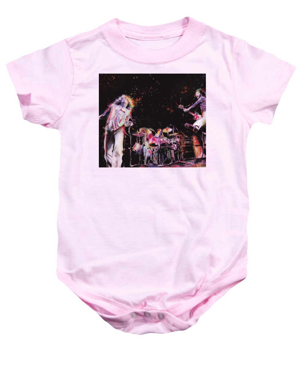 Roger Daltry Baby Onesie featuring the mixed media The Who in Concert by Mark Tonelli