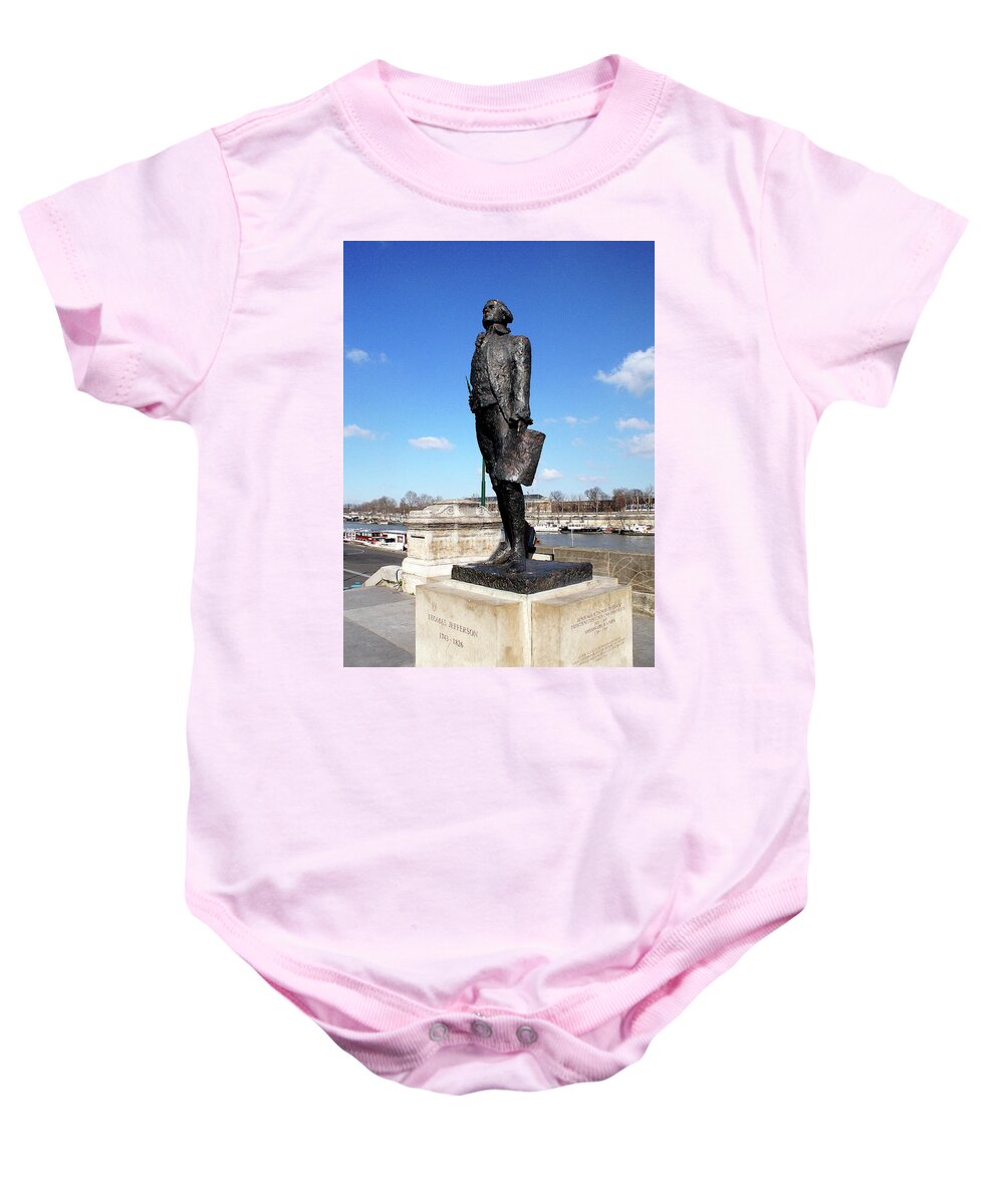 Everett Spruill Baby Onesie featuring the photograph Thomas Jefferson Sculpture in Paris by Everett Spruill