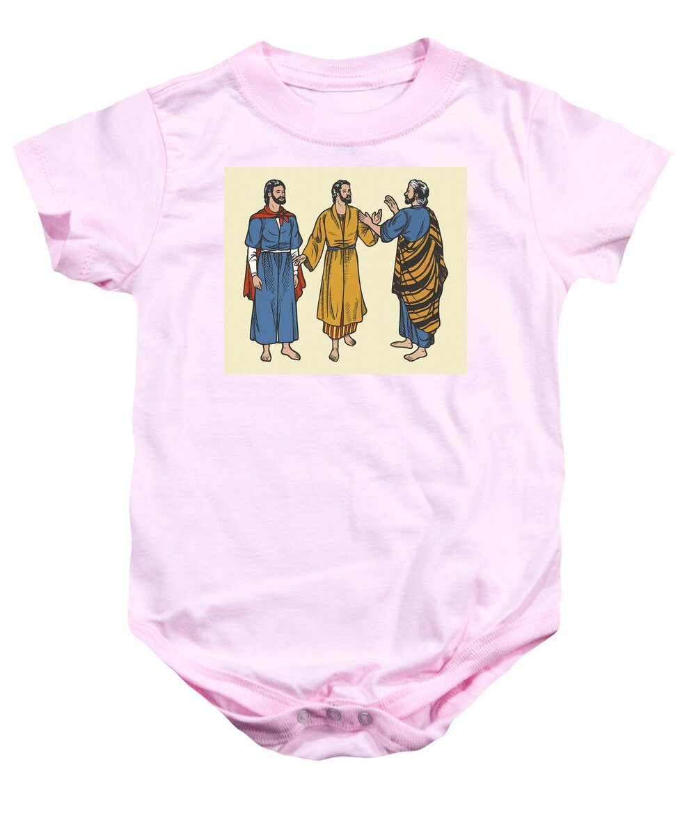 Adult Baby Onesie featuring the drawing Three Men Wearing Robes by CSA Images